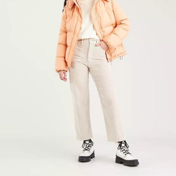 Levi’s Ribcage Straight Ankle High Rise Corduroy Pants in Cream Size 25 - Picture 2 of 12